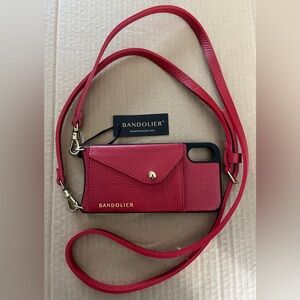 Bandolier Genuine Leather Crossbody Phone Case for iPhone X/Xs Red